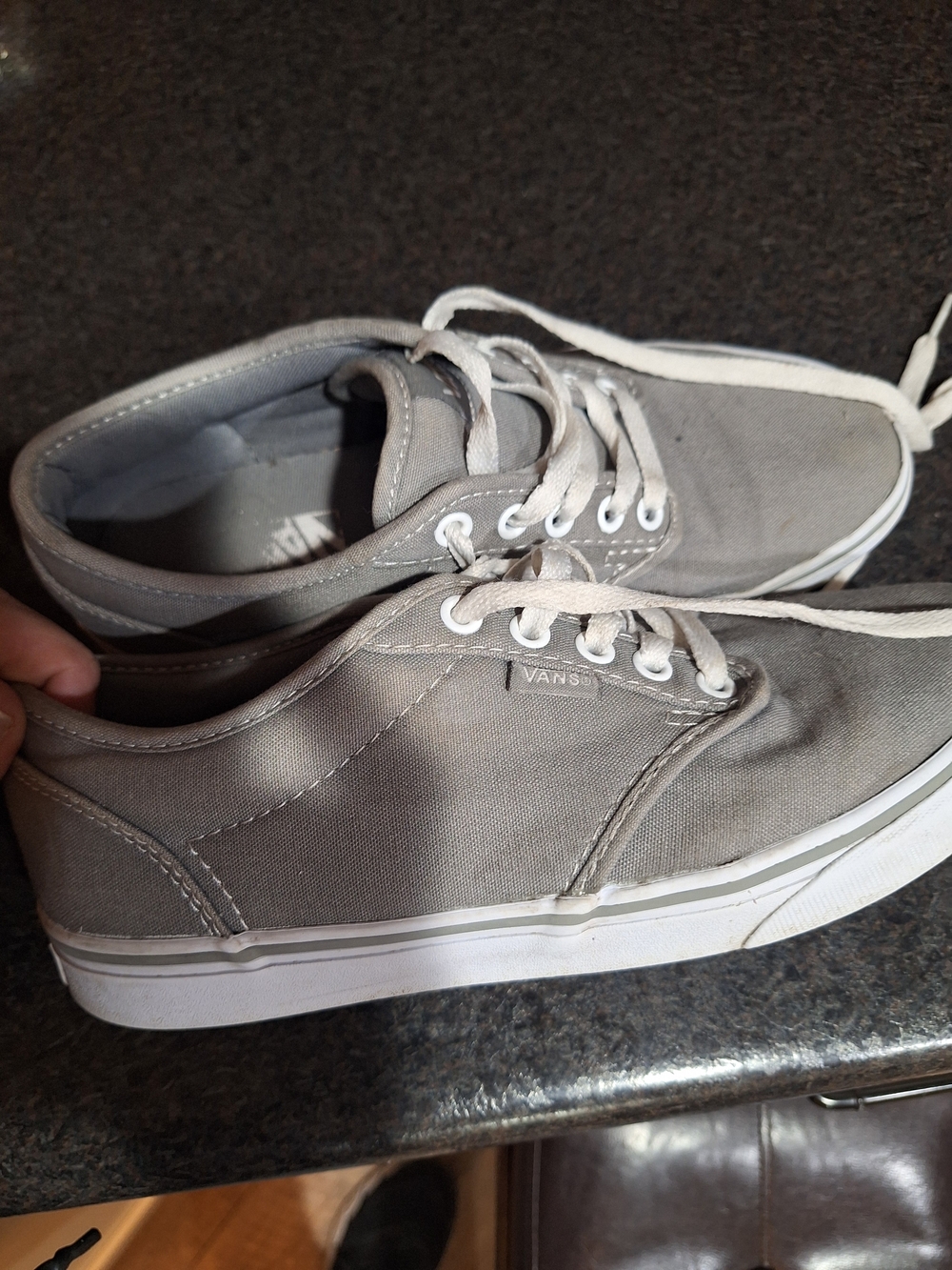 Vans Women's Gray Canvas Low-Top Sneakers with White Sole